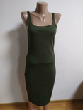 Zara trafaluk М Платье приталенное сарафан по фигуре миди в обтяжку хаки сукня майка, фото №2