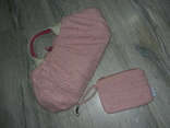 Ollie nic розовая тканевая женская сумка саквояж розового цвета,с кошельком,букле, photo number 2