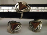 Set Ring Earrings Aventurine Silver 875 Gold 585 No. 463, photo number 9