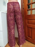 Кружевные брюки марсала fogal l лимитированная коллекция valentino lace wide leg trousers, numer zdjęcia 4
