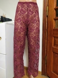 Кружевные брюки марсала fogal l лимитированная коллекция valentino lace wide leg trousers, numer zdjęcia 7