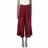 Кружевные брюки марсала fogal l лимитированная коллекция valentino lace wide leg trousers, numer zdjęcia 2