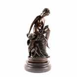 Скульптура Женщина и ангел. Франция. Бронза. Мрамор., фото №3