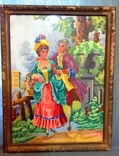 Antique Large Painting in Native Wooden Frame Glass Germany Watercolor Canvas 61*81, photo number 2