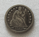 10 центов, 1853 г, США, "стрелы", серебро, фото №2