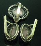 Кольцо, серьги, розовый камень, фото №4