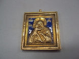 Икона Богородица с младенцем бронза эмаль иконка Божья мать и Иисус Христос, фото №2