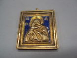 Икона Богородица с младенцем бронза эмаль иконка Божья мать и Иисус Христос, фото №5