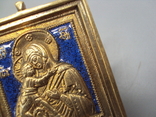 Икона Богородица с младенцем бронза эмаль иконка Божья мать и Иисус Христос, фото №8