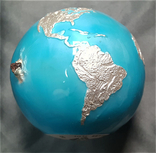 Планета Земля метеорит / монета сфера серебро 3 oz / шар Барбадос 2021, фото №2