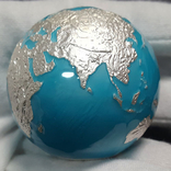 Планета Земля метеорит / монета сфера серебро 3 oz / шар Барбадос 2021, фото №10