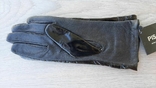 Женские демисезонные кожаные перчатки (кожа + лакированная ткань), фото №3