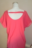 Diverse стильная удлин. футболка лен с красивой спиной корал/розовый Италия, photo number 7