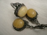 Set Ring Earrings Royal Amber Silver 875 Star No. 18, photo number 2
