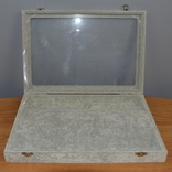 Шкатулка-витрина для цепочек и браслетов серого цвета (велюровая), photo number 6