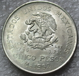 5 песо 1952 г. Мексика, серебро, photo number 9