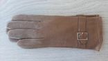 Женские кожаные перчатки с тонким мехом (зеленые, бордовые, светло-коричневые), фото №2