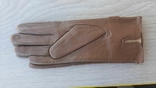 Женские кожаные перчатки с тонким мехом (зеленые, бордовые, светло-коричневые), фото №7