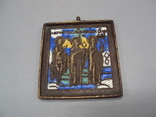 Икона Три Святых нательная иконка подвесная бронза эмаль размер 5,9 х 5,4 см, фото №2