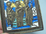 Икона Три Святых нательная иконка подвесная бронза эмаль размер 5,9 х 5,4 см, фото №7