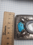 Серебренная пряжка з вставками из бирюзы и перламутра, фото №11