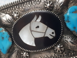 Серебренная пряжка з вставками из бирюзы и перламутра, фото №13