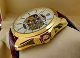 Механические мужские наручные часы скелетоны Rolex золотого цвета с автоподзаводом, фото №3