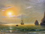 Картина "Яркая луна в бухте" Борисенко. Размер с рамой 680 на 480, фото №5