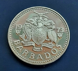 Серебряные 5 долларов 1973 г. (0.800, 31.1г); Барбадос, Фонтан (Proof), фото №3