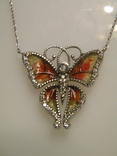 Necklace Butterfly Enamel Silver 925 Ukraine No1339, photo number 2