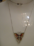 Necklace Butterfly Enamel Silver 925 Ukraine No1339, photo number 4