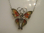 Necklace Butterfly Enamel Silver 925 Ukraine No1339, photo number 6