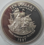10 долларов 1987 год, Багамские о-ва, Корабль КОЛУМБ и ИЗАБЕЛЛА, Серебро, Тираж -1800 штук, фото №6