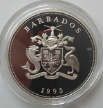 5 Долларов 1995 год Первые европейские поселенцы на Барбадосе 1625 , Барбадос, фото №5