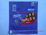 Обёртка від "Milka Alpine milk LU biscuit" 87г (Győri Keksz Kft, Székesfehérvár, Венгрия), фото №2