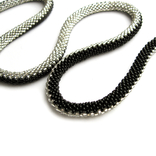 Handmade necklace in black and silver beads in the shape of a snake, photo number 5