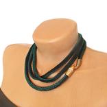 A long emerald black necklace handmade in the shape of an Ouroboros snake. Length 51 inch, photo number 2