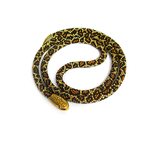 Handmade leopard-colored necklace in the shape of an Ouroboros snake. Predatory print, bright style, photo number 2