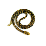 Handmade leopard-colored necklace in the shape of an Ouroboros snake. Predatory print, bright style, photo number 3