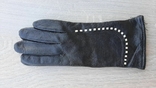 Женские черные демисезонные кожаные перчатки Romania, photo number 2