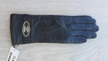 Женские черные кожаные демисезонные перчатки (тонкий мех), фото №5