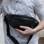 Сумка на пояс из эко-кожи, сумка через плечо,банка мужская,женская цвет черный., фото №8