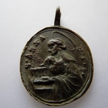 Старинный религиозный медальон св.Анна, фото №2