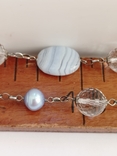 Срібне намисто з перлами, агатом та гірськім кришталем, фото №9