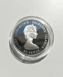 50 пенсов Фолклендские острова 1983 года 150 лет серебро, фото №6