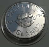 50 пенсов Фолклендские острова 1983 года 150 лет серебро, фото №2