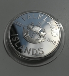 50 пенсов Фолклендские острова 1983 года 150 лет серебро, фото №4