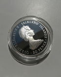 50 пенсов Фолклендские острова 1983 года 150 лет серебро, фото №12
