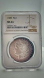 1885 - долар Моргана, в слабе MS 64, фото №6
