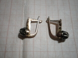 Золотые серьги с крапановыми закрепками из серебра, photo number 3